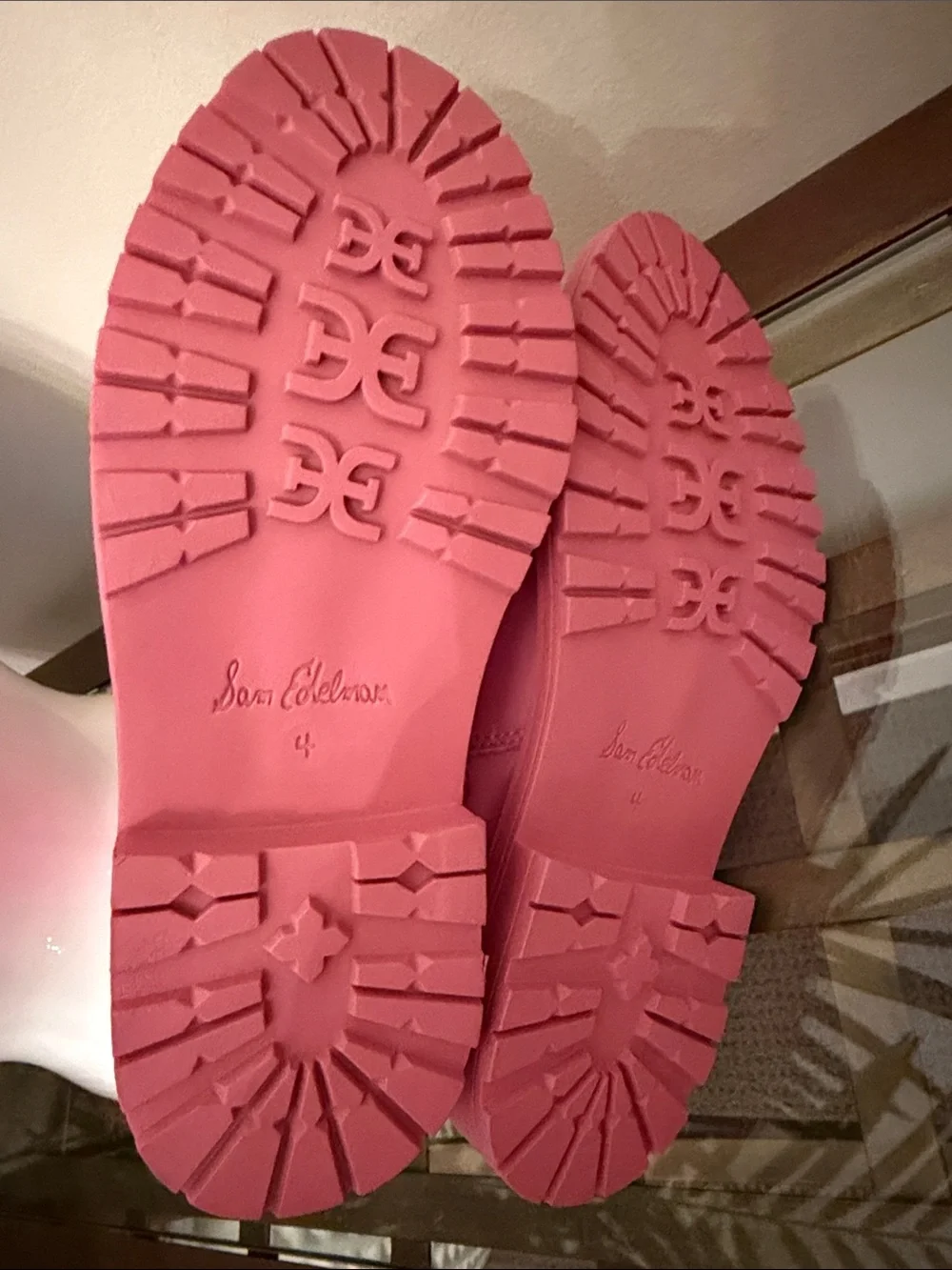 Sam Edelman Hot Pink Lace-Up Knit Combat Boots